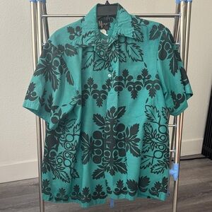 Mamo Howell Vintage Teal and Black Floral Shirt